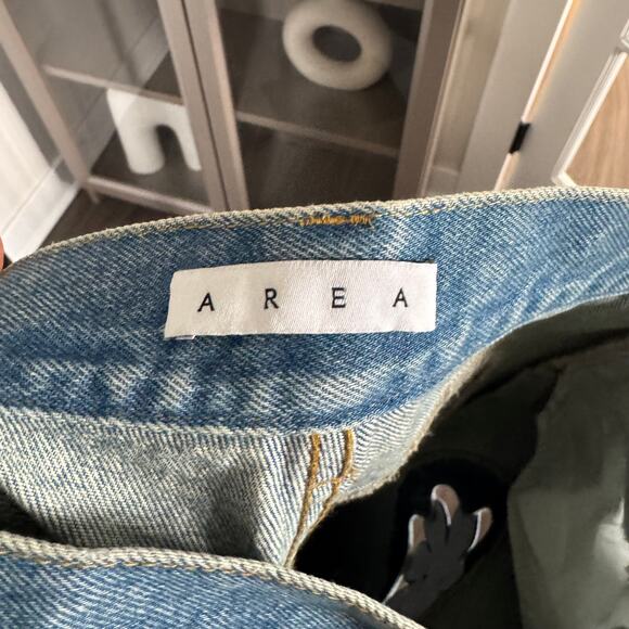 AREA Straight Leg Mussel Flower Blue Jeans 28 Cut-Out Embellished Straight Leg - Picture 7 of 7